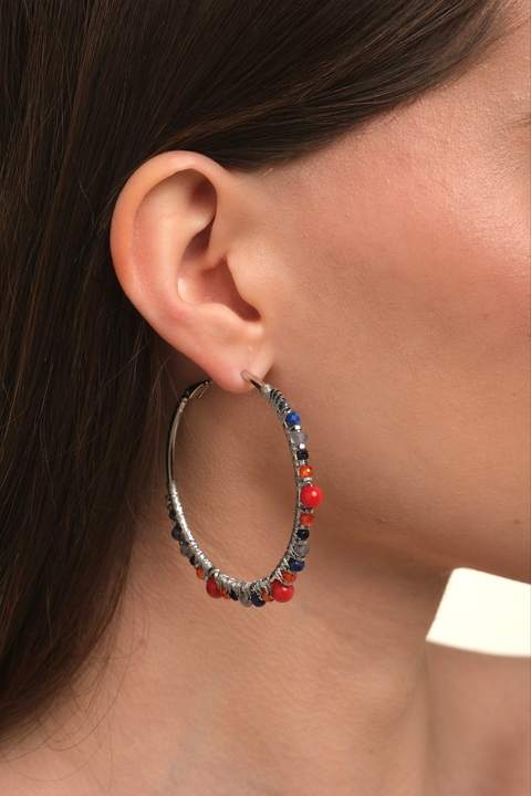 Серьги-конго «Кора» с кораллом и лазуритом · 5 см