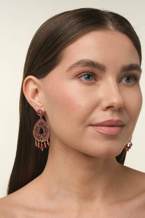 Серьги Кристалл, розовый · Preciosa, 5,5 см