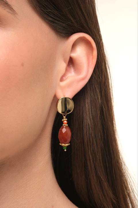 Серьги «Сард» с сердоликом и бирюзой · 4,5 см