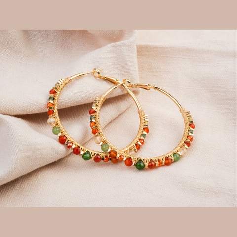 Серьги-конго «Сард» с сердоликом, хризолитом и цитрином · 5 см